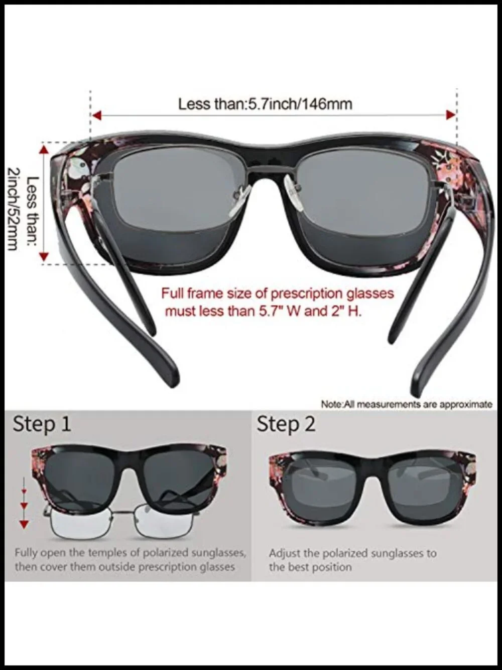 Polarized Wrap Around Shield Sunglasses for Glasses with Leather Case